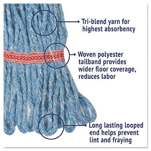 Boardwalk Super Loop Wet Mop Head, Cotton/Synthetic Fiber, 5" Headband, Large Size, Blue (503BLEA)