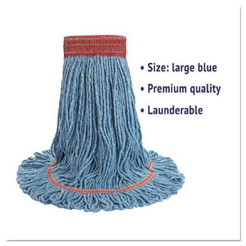 Boardwalk Super Loop Wet Mop Head, Cotton/Synthetic Fiber, 5" Headband, Large Size, Blue (503BLEA)