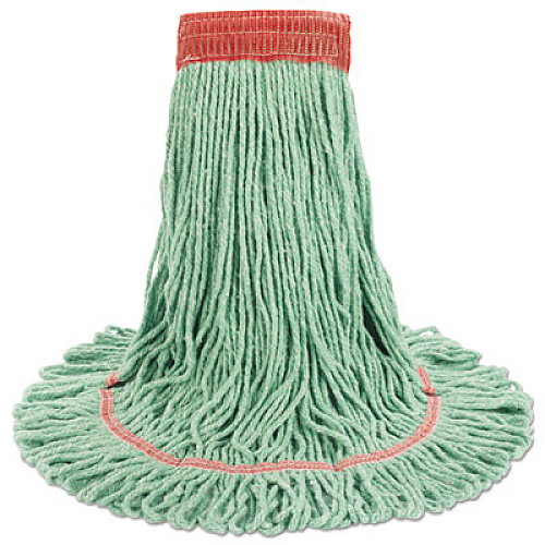 Boardwalk Super Loop Wet Mop Head, Cotton/Synthetic Fiber, 5" Headband, Large Size, Green, 12/Carton (503GNCT)