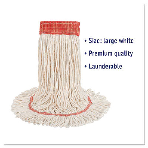 Boardwalk Super Loop Wet Mop Head, Cotton/Synthetic Fiber, 5" Headband, Large Size, White (503WHEA)