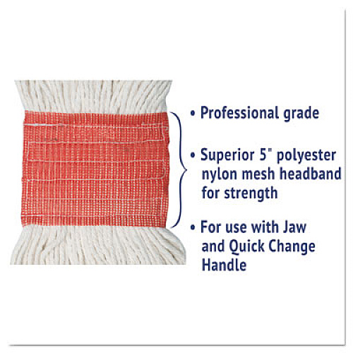 Boardwalk Super Loop Wet Mop Head, Cotton/Synthetic Fiber, 5" Headband, Large Size, White (503WHEA)