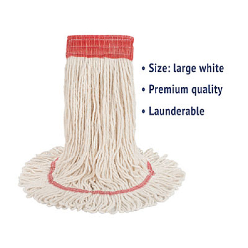 Boardwalk Super Loop Wet Mop Head, Cotton/Synthetic Fiber, 5" Headband, Large Size, White, 12/Carton (503WHCT)