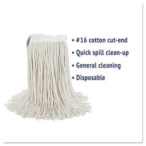 Boardwalk Cut-End Wet Mop Head, Cotton, #16 Size, White (2016CEA)