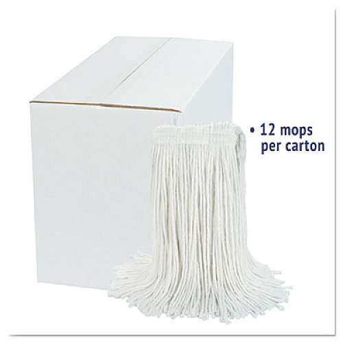 Boardwalk Cut-End Wet Mop Head, Rayon, #24, White, 12/Carton (2024RCT)