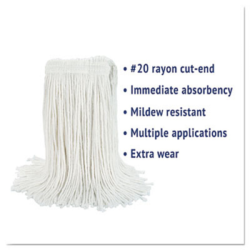 Boardwalk Cut-End Wet Mop Head, Rayon, #20, White (2020REA)