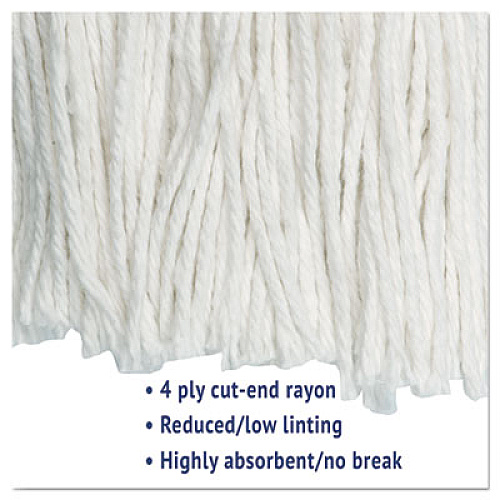 Boardwalk Cut-End Wet Mop Head, Rayon, #24, White, 12/Carton (2024RCT)