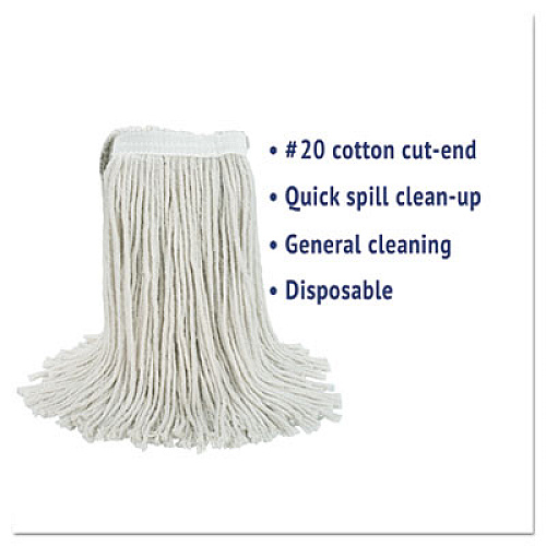 Boardwalk Cut-End Wet Mop Head, Cotton, #20, White (2020CEA)