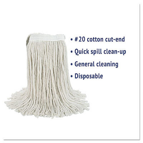 Boardwalk Cut-End Wet Mop Head, Cotton, White, #20, 12/Carton (2020CCT)