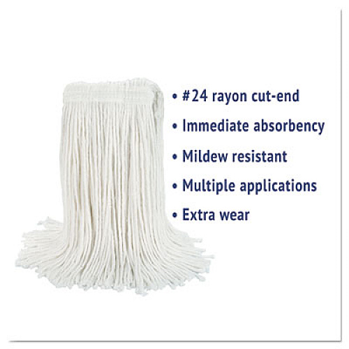 Boardwalk Cut-End Wet Mop Head, Rayon, #24, White (2024REA)