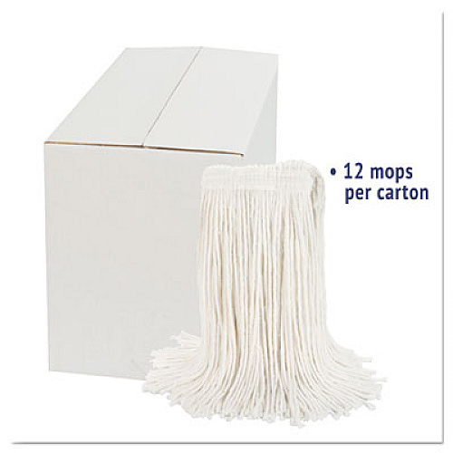 Boardwalk Cut-End Wet Mop Head, Rayon, #20, White, 12/Carton (2020RCT)
