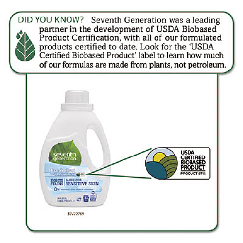 Seventh Generation Natural 2X Concentrate Liquid Laundry Detergent, Free and Clear, 33 loads, 50 oz (22769EA)