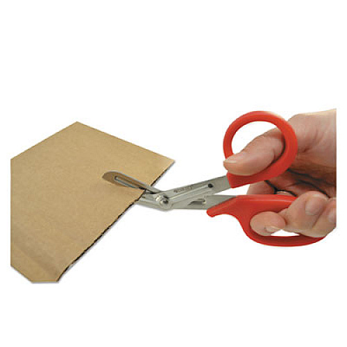 Westcott Stainless Steel Office Snips, 7" Long, 1.75" Cut Length, Red Offset Handle (10098)