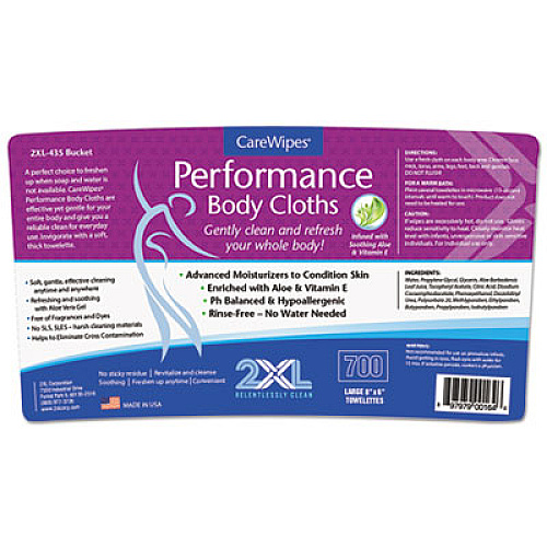 2XL Performance Body Cloths, 7 x 8.5, White, 700/Pack, 4 Pack/Carton (L436)