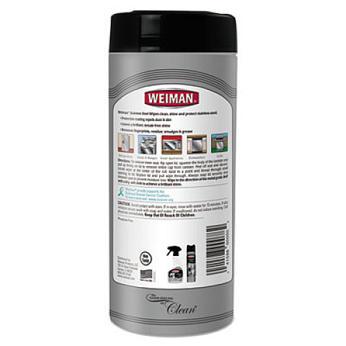 WEIMAN Stainless Steel Wipes, 1-Ply, 7 x 8, White, 30/Canister, 4 Canisters/Carton (92CT)