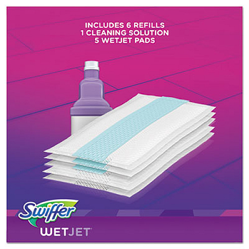 Swiffer WetJet Mop, 11 x 5 White Cloth Head, 46" Purple/Silver Aluminum/Plastic Handle, 2/Carton (92811CT)