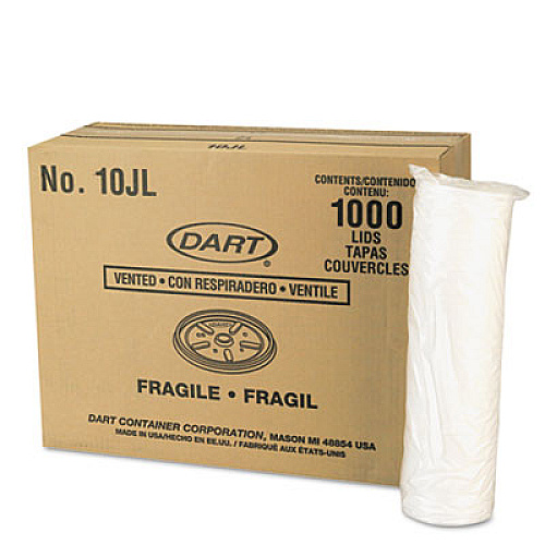 Dart Vented Plastic Hot Cup Lids, 10 oz Cups, White, 1,000/Carton (10JL)