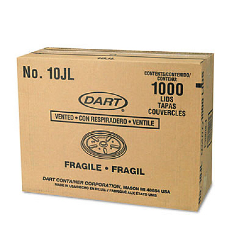 Dart Vented Plastic Hot Cup Lids, 10 oz Cups, White, 1,000/Carton (10JL)