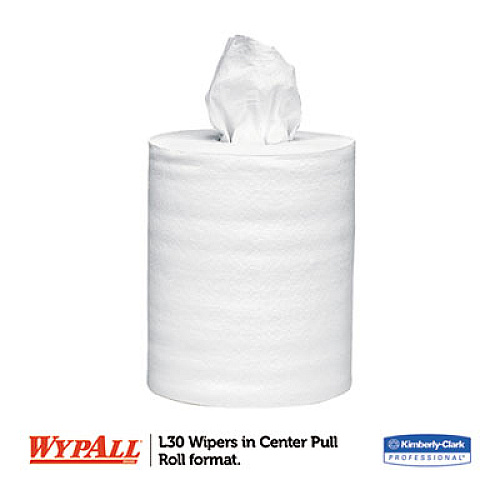 WypAll L30 Towels, Center-Pull Roll, 8 X 15, White, 150/roll, 6 Rolls/carton (05830)