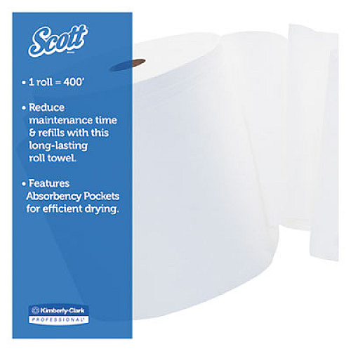 Scott Essential Hard Roll Towel, 1.5" Core, 8 x 400ft, White, 12 Rolls/Carton (02068)