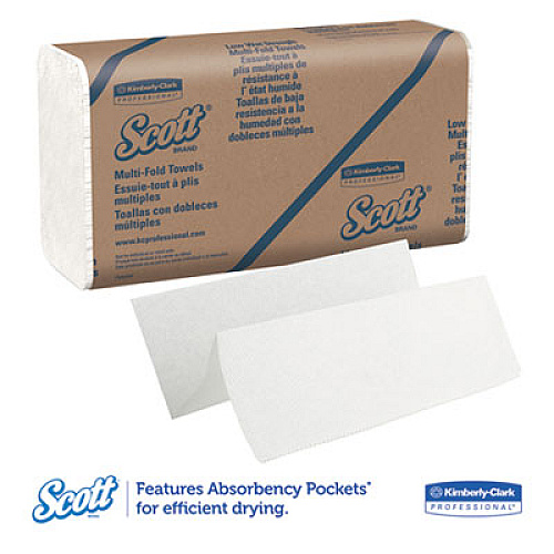 Scott Essential Low Wet Strength Multi-Fold Towels, 9.2 x 9.4, White, 250/Pack, 16 Packs/Carton (01860)