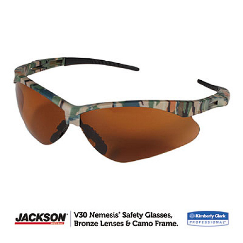 KleenGuard Nemesis Safety Glasses, Camo Half Frame, Bronze Dual Lens (19644)