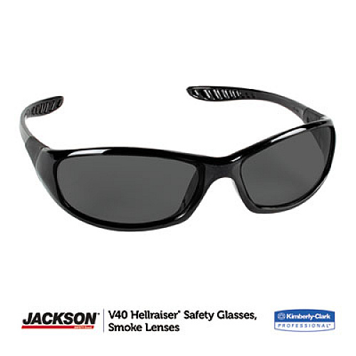 KleenGuard Hellraiser Safety Glasses, Black Full Frame, Smoke Dual Lens (25714)