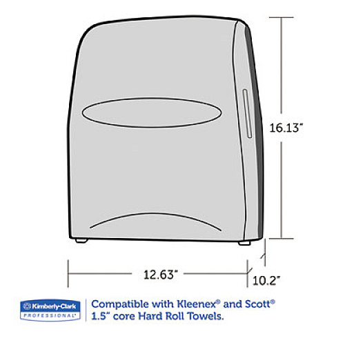 Kimberly-Clark Professional* Sanitouch Hard Roll Towel Dispenser, For 1.75" Core, 12.63 x 10.2 x 16.13, Smoke (09996)