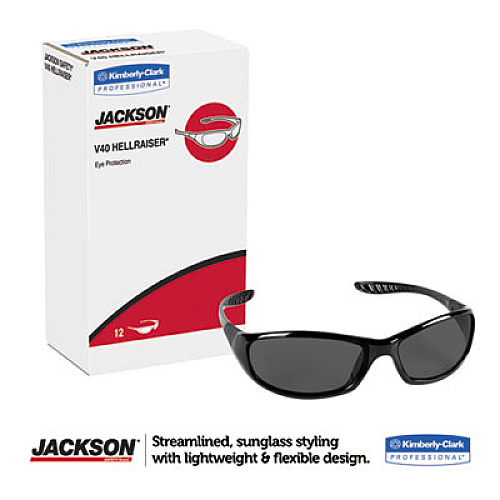 KleenGuard Hellraiser Safety Glasses, Black Full Frame, Smoke Dual Lens (25714)