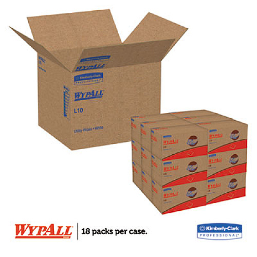 WypAll L10 SANI-PREP Dairy Towels, POP-UP Box, 1-Ply,  9 x 10.5, White, 110/Pack, 18 Packs/Carton (01772)