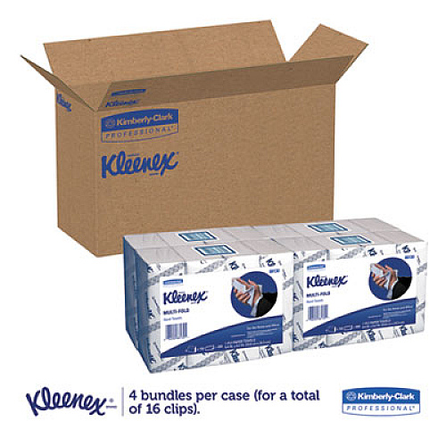 Kleenex Multi-Fold Paper Towels,(4) 4pk Bundles, 9 1/5x9 2/5, White, 150/pack, 16/carton (88130CT)
