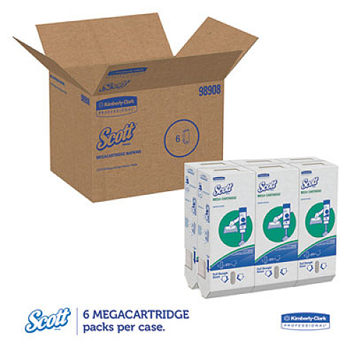 Scott MegaCartridge Napkins, 1-Ply, 8.4 x 6.5, White, 875/Pack, 6 Packs/Carton (98908)