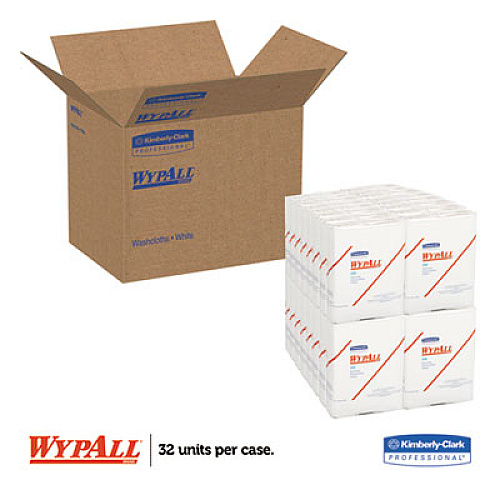 WypAll X50 Cloths, 1/4 Fold, 12.5 x 10, White, 26/Pack, 32 Packs/Carton (35025)