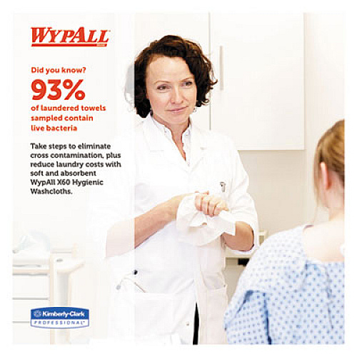 WypAll X50 Cloths, 1/4 Fold, 12.5 x 10, White, 26/Pack, 32 Packs/Carton (35025)