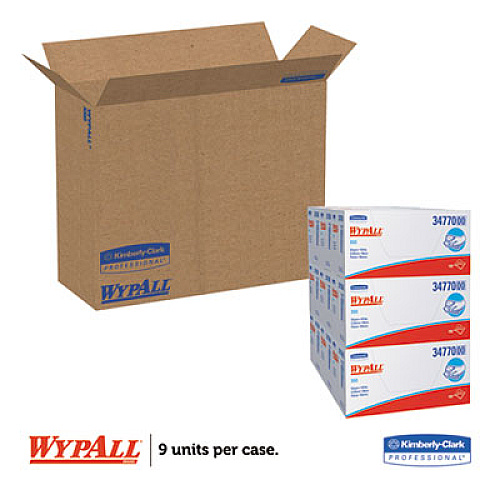 WypAll General Clean X60 Cloths, 1/4 Fold, 11 x 23, White, 100/Box, 9 Boxes/Carton (34770)