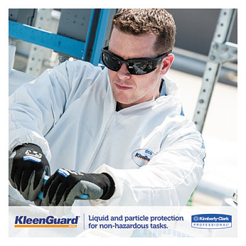 KleenGuard A35 Liquid and Particle Protection Coveralls, Zipper Front, Hooded, Elastic Wrists and Ankles, 2X-Large, White, 25/Carton (38941)