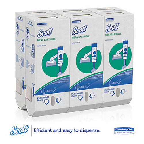 Scott MegaCartridge Napkins, 1-Ply, 8.4 x 6.5, White, 875/Pack, 6 Packs/Carton (98908)