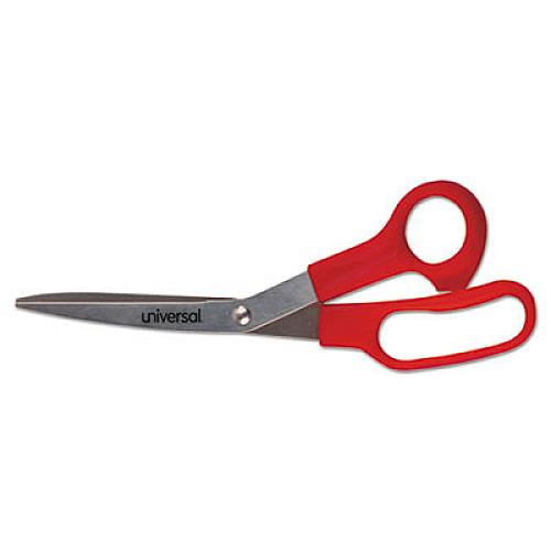 Universal General Purpose Stainless Steel Scissors, 7.75" Long, 3" Cut Length, Red Offset Handles, 3/Pack (UNV92019)