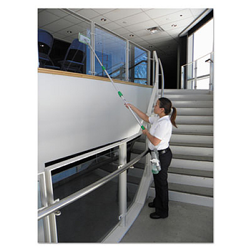 Unger SpeedClean Window Cleaning Kit, 72" to 80", Extension Pole With 8" Pad Holder, Silver/Green (CK053)