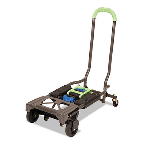COSCO 2-in-1 Multi-Position Hand Truck and Cart, 300 lbs, 16.63 x 12.75 x 49.25, Black/Blue/Green (12222PBG1E)