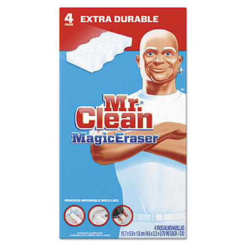 Mr. Clean Magic Eraser Extra Durable, 4.6 x 2.4, 0.7" Thick, White, 4/Box, 8 Boxes/Carton (82038CT)