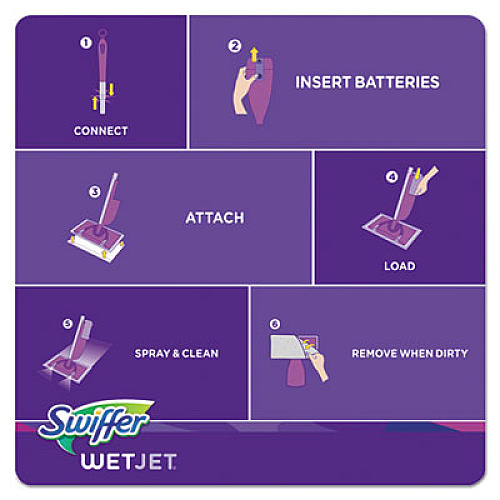 Swiffer WetJet System Refill Cloths, 11.3" x 5.4", White, 24/Box (08443)