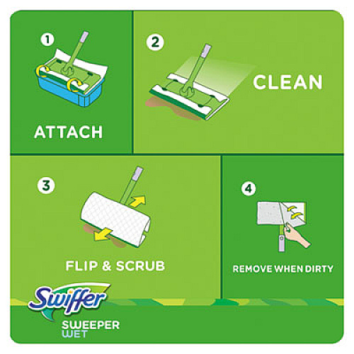 Swiffer Wet Refill Cloths, Open Window Fresh, Cloth, White, 10 x 8, 28/Box, 6 Boxes/Carton (82856)