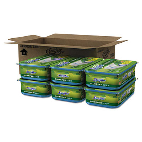 Swiffer Wet Refill Cloths, Gain Original Scent, White, 8 x 10, 24/Pack, 6 Pack/Carton (95532CT)