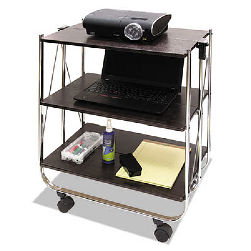 Vertiflex CLICK-N-FOLD UTILITY CART, 26.5W X 15.75D X 31.5H, CHROME/BROWN (VF51022)