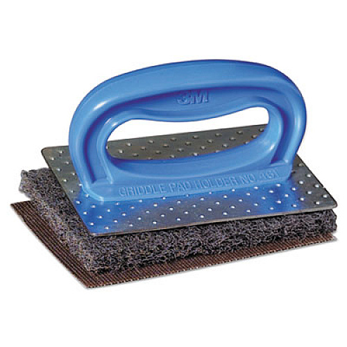 Scotch-Brite PROFESSIONAL Griddle Pad Holder Kit, 4 x 5.25, Blue/Steel, 10/Carton (08297)