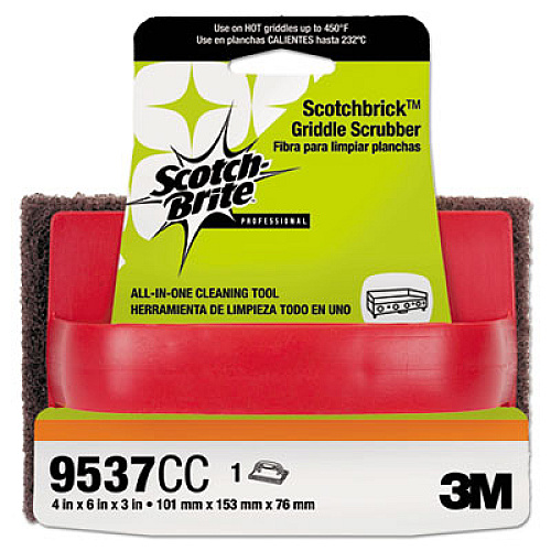 Scotch-Brite PROFESSIONAL Scotchbrick Griddle Scrubber 9537, 4 x 6, Red/Black, 12/Carton (59203)