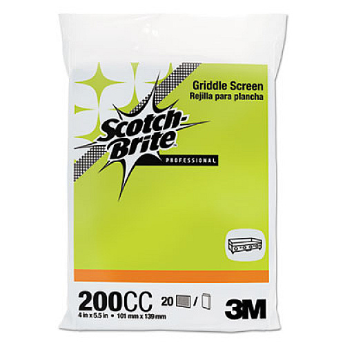 Scotch-Brite PROFESSIONAL Griddle Screen 200, 4 x 5.5, Gray, 20/Pack (20507)