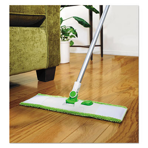 Scotch-Brite Microfiber Hardwood Floor Mop, 17" Wide Green Microfiber Head, 60" Silver Steel Handle (M005)