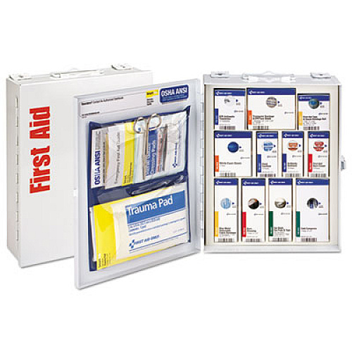 First Aid Only ANSI 2015 SmartCompliance Food Service First Aid Cabinet for 25 People, without Medication, 94 Pieces, Metal Case (90658021)
