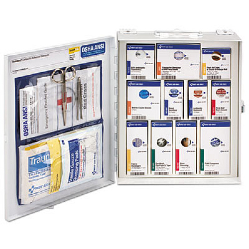 First Aid Only ANSI 2021 SmartCompliance General Business First Aid Station for 25 People, without Medication, 94 Pieces, Metal Case (90578021)
